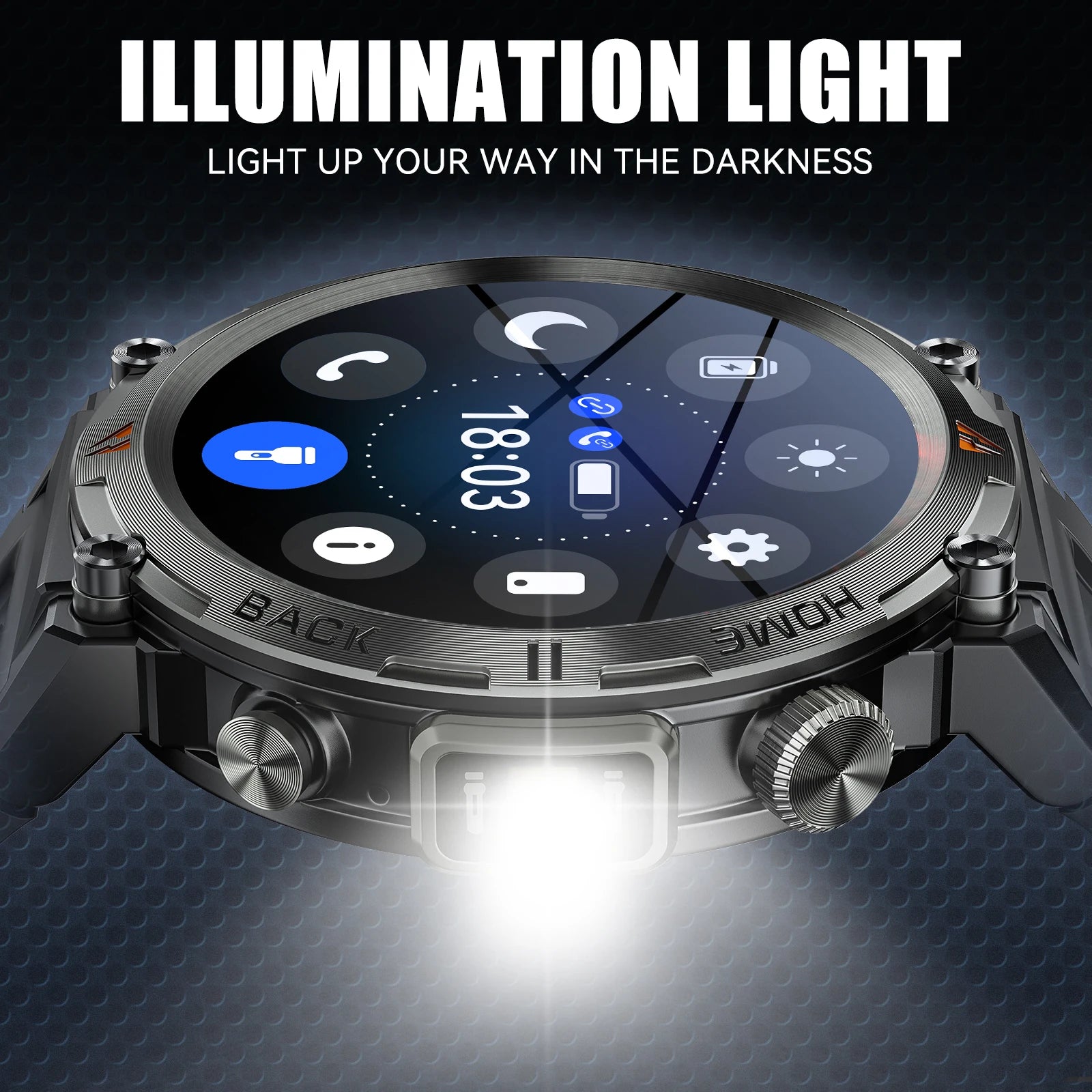 LaNikar KE3 Black Bluetooth Call Smart Watch Men Full Touch Screen Health Monitor With Flashlight Men SmartWatch For ios  Androi